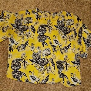 Floral Yellow and Black Blouse